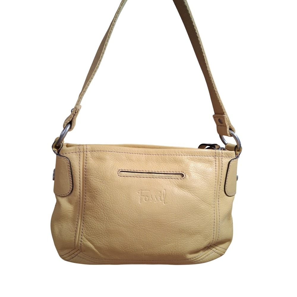 Fossil Long Live Vintage 1954 Yellow Leather Casual‎ Career Shoulder Preppy Bag